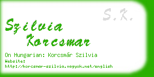 szilvia korcsmar business card